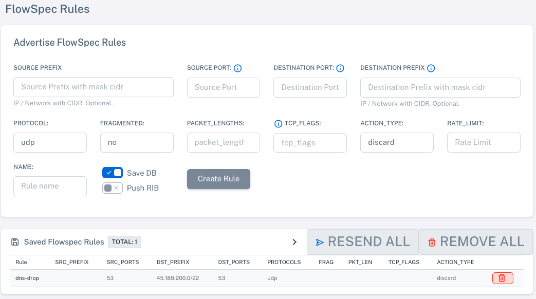 FlowSpec y Reglas de Mitigación